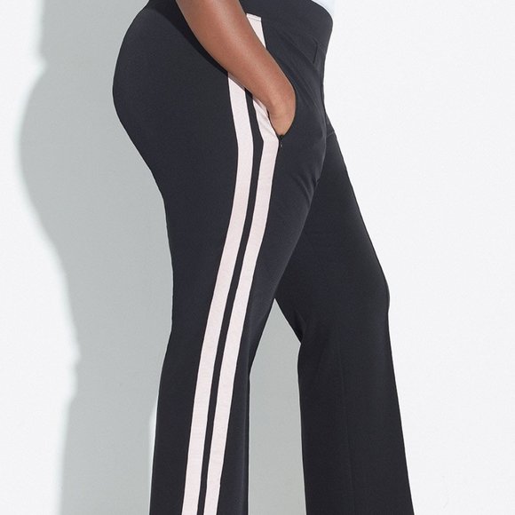 Black Track Pants with Pink Ribbon Stripes - Picture 2 of 10